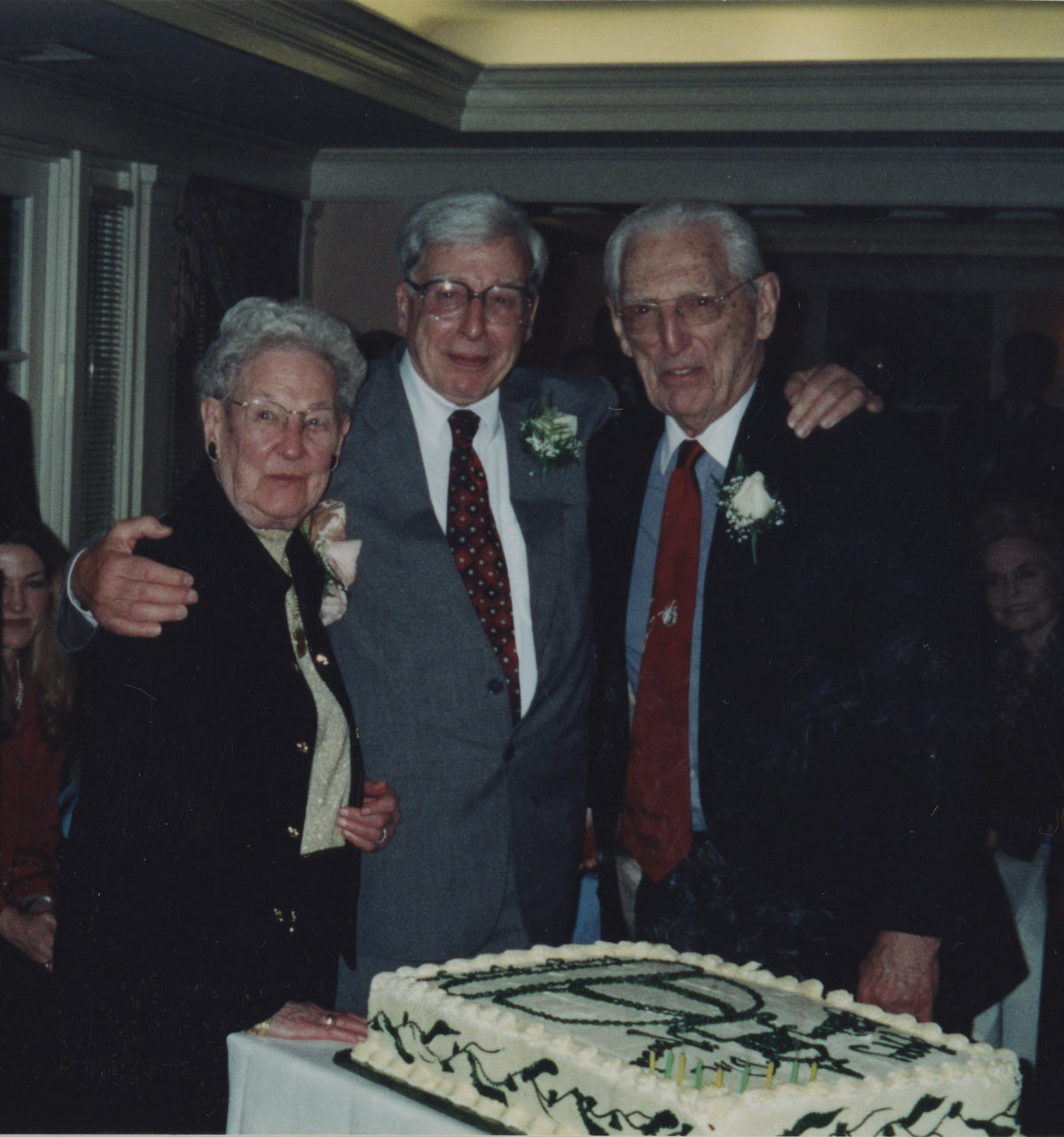 Robert Edwards with Howard and Georgeanna Jones at Howard Jones' birthday party, Johns Hopkins, November 2000.